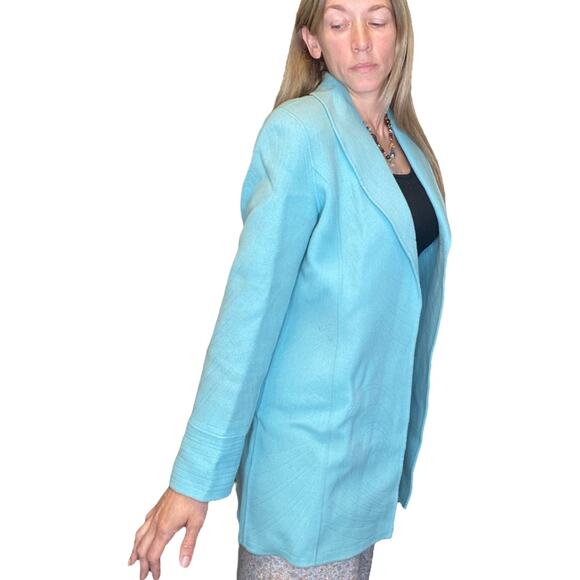 Vintage Blue Quilted Wool Jacket size 10 - Picture 4 of 10